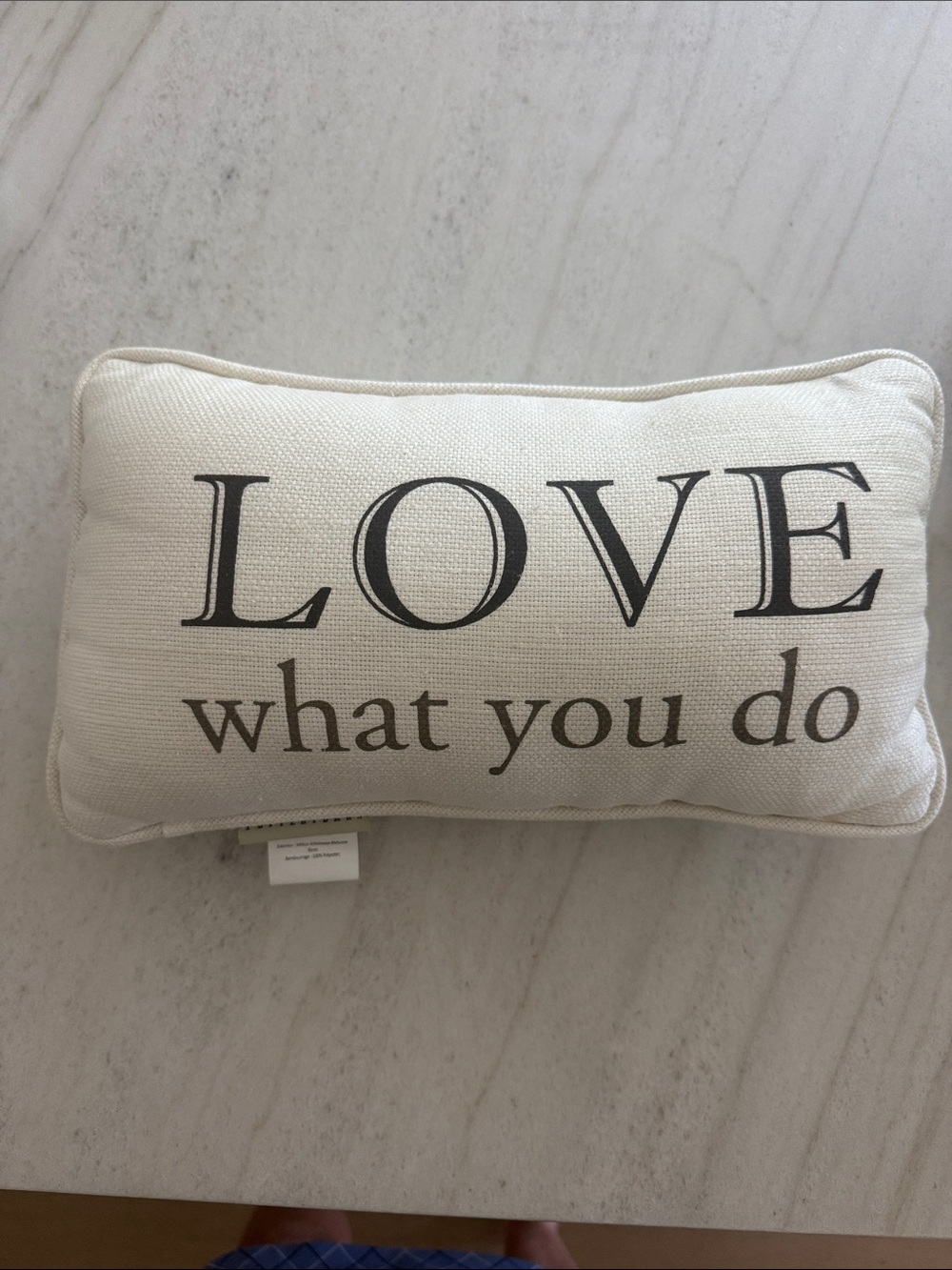 Pottery Barn Cream 'LOVE what you do' Decorative Pillow small 13 x 7